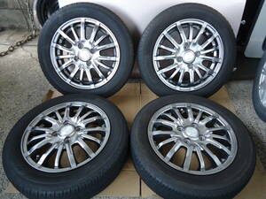 軽自動車 社外 LEBEN アルミホイール 山有り タイヤ付き 155/65R14 ４本セット PCD100 ４穴 4.5J 2020年製 ヨコハマ スズキ/ホンダ/日産