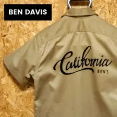 「BEN DAVIS ベンデイビス」刺繍バックロゴ 半袖ワークシャツ 混紡ツイル