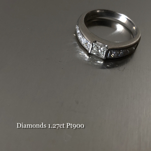 1.27ct 天然 ダイヤモンド リング クォードリリオン カット プリンセス カット pt 900 11～12号 ジュエリー アクセサリー 貴金属 1ct