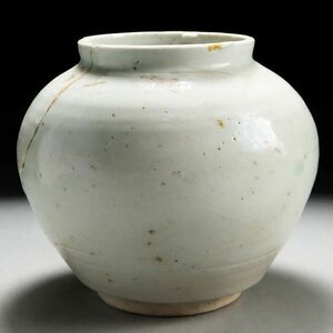Y834. 時代朝鮮美術 李朝 白磁 壺 13.5cm / 陶器陶芸古美術時代花器花瓶