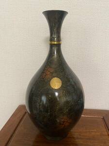 銅製花瓶斑鳩赤金伝統工芸