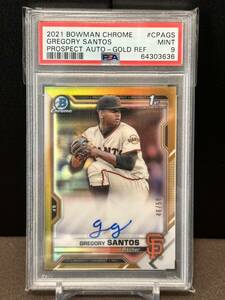 【希少 50枚限定】 2021 Topps Bowman Chrome Gold Ture Refractor Gregory Santos 1st Bowman AUTO 直書きサイン