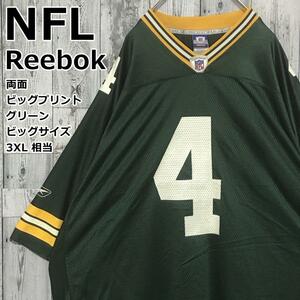 eebok リーボック × NFLグリーンベイ・パッカーズ 両面刺繍 グリーン 3XL アメフトゲームシャツ ユニフォーム ユニフォームシャツ90s