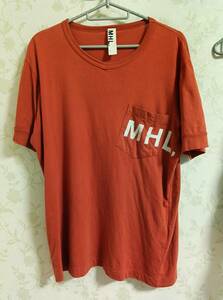 MHL. Tシャツ　マーガレットハウエル　Lサイズ　メンズ アースカラー　赤茶　レンガ色　綿100％　送料無料
