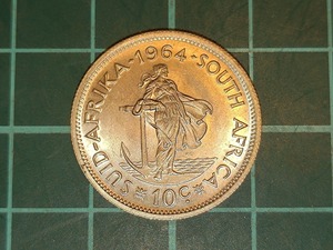 【一円スタート】南アフリカ共和国 10セント銀貨 1964年 ヤン・ファン・リーベック