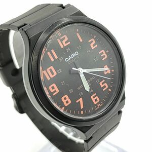 【電池切れ】CASIO カシオ クォーツ 腕時計 黒文字盤 ラウンド インデックスオレンジ メンズ MW-240