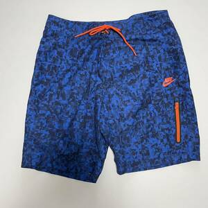 NIKE ナイキ 水陸両用 ハーフパンツ size34 総柄 ブルー オレンジ 水着 海水パンツ サーフパンツ