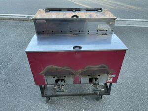 ■中古品 アサヒサンレッド 焼きいも焼き機 LPガス（プロパン） 835ｘ710ｘ925ｍｍ 五徳2個 石付き 動作問題なし■