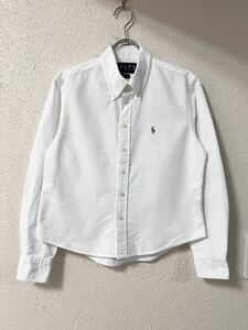 ラルフローレン RALPH SLIM FIT ショート丈 ホワイト オックスフォード ボタンダウン シャツ 