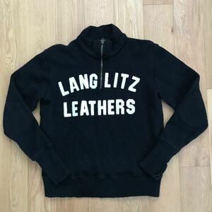 希少◎Langlitz Leathers x Dehen ハーフジップニット L 別注 ブラック 黒 ラングリッツレザー　デーヘン MADE IN USA アメリカ製