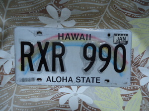 即決　ハワイ　2012年製　ライセンス　ナンバープレート　レインボー　RXR 990　本物