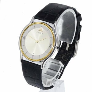 【1円】セイコー SEIKO クレドール CREDOR ウォッチ 腕時計 コンビカラー 5A74-0020 クォーツ SS 18K 純正革ベルト 銀文字盤 動作品 40908