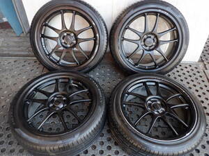 WORK ワーク エモーション 18x7.5JJ(+50)PCD100-5穴 自家塗装? 黒 元白? 215/45R18 レガシィ/60(30)【6-9847】宅配不可(福通営業所止)