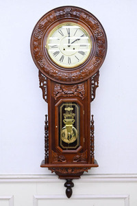 EP19 未使用 長期保管品 大型 特大143cm ゼンマイ式 スイス製ムーブメント 壁掛け 掛時計 振り子時計 柱時計 木製 アナログ 機械