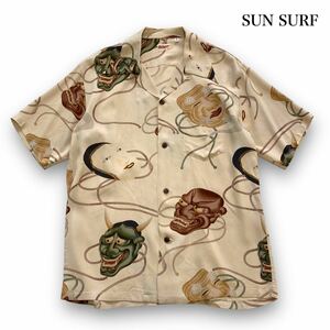 【SUN SURF】(NOH MASK) SS31609 サンサーフ 能面 般若 アロハシャツ ハワイアンシャツ 壁縮緬 オープンカラーシャツ 半袖シャツ 和柄 開襟