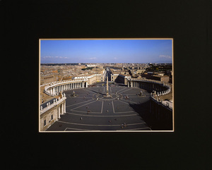 イタリア　サン・ピエトロ広場 バチカン市国 　風景写真 　額縁付 A4サイズ写真