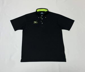 MIZUNO ミズノ // 半袖 刺繍 ドライ ボタンダウン ポロシャツ (黒) サイズ 2XL