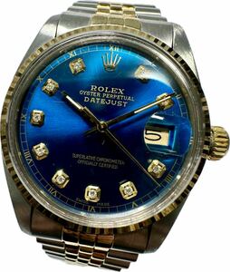 Y ROLEX ロレックス デイトジャスト 16013 金製YGベゼル 10Pダイヤ YGコンビブレス メンズ 自動巻き デイト 付属品付き 時計 722038425