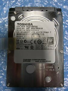 【中古】 TOSHIBA MQ01ABF032 320GB/8MB 2206時間使用 管理番号:D216