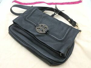 ☆TORY BURCH トリーバーチ アマンダ レザー 2way ショルダーバッグ クロスボディ ブラック ゴールド金具 中古 レディース 斜め掛け☆