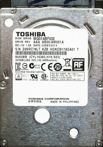 TOSHIBA MQ01ABF032 2.5インチ 7mm SATA600 320GB 70回 16972時間