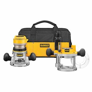 DEWALT DW618PKB 2-1/4 HP EVS Fixed Base/Plunge Router Combo Kit with Soft Start ルーター