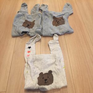 タイツ ベビー キッズ GAP 幼児 100 2-3歳 グレー リブ ベージュ サイドにお星様 後ろお尻にクマちゃん ハイハイしても可愛い 3点