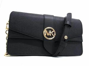 1円 ■美品■ MICHAEL KORS マイケルコース レザー ターンロック クロスボディ ショルダーバッグ レディース ブラック系 AZ2906