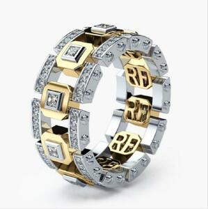 CHQ1759# 欧米 14Ｋ 透かし彫り ダイヤモンド 指輪 メンズ リング ヴィンテージ 男性へ アクセサリー おしゃれ「14号~30号」選択可