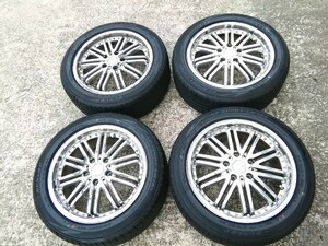 バリ溝☆WREST ヴァレスト　215/50R17 17インチ ダンロップ　2021年製　17×7J インセット＋55 　PCD114.3/5穴 　ハブ約72mm　4本セット