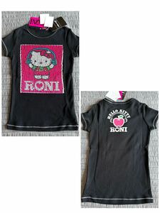 新品RONIロニィ×キティ大人気完売モザイクタイルスパンコール半袖Tシャツ130 子供服 キッズ トップス 定価8295円