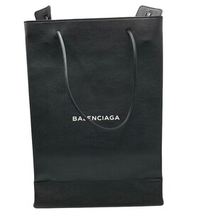 バレンシアガ BALENCIAGA ノースサウス ショッピングバッグM 482545 ブラック/シルバー金具 レザー トートバッグ ユニセックス 中古