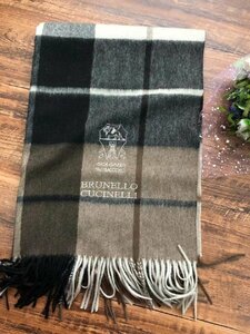 Brunello Cucinelli　ブルネロクチネリ メンズ　マフラー　ストール　カシミア100％　チャック柄　60*200cm 新品