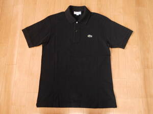 ☆LACOSTE/ラコステ・CLASSIC FIT　鹿の子半袖ポロシャツ 無地黒ブラック　サイズ3 中古良品！ クラッシックフィット