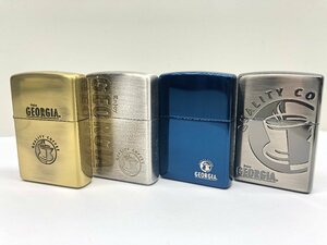 【未使用】GEORGIA　ジョージア　ZIPPO　ジッポ4点おまとめ　喫煙具 　コレクション　本体のみ　火花確認済み