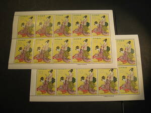 【822】切手シート　1959年　切手趣味週間　浮世源氏　10円×10×2シート