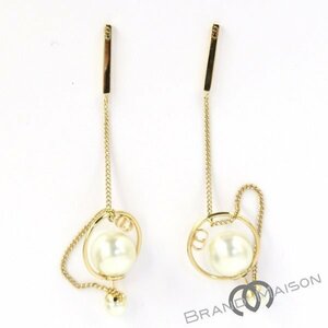 Aランク【ディオールオム】トライバルチェーン パールピアス/GPメッキ/19AW/アクセサリー/Dior Home