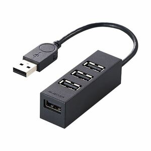 【新品】（まとめ）エレコム 機能主義USBハブ 4ポートケーブル長10cm ブラック U2H-TZ426BBK 1個【×5セット】