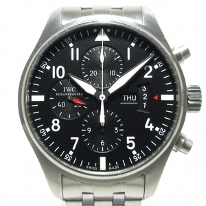 IWC(INTERNATIONAL WATCH CO) 腕時計 パイロットウォッチ IW377704 メンズ SS/クロノグラフ 黒