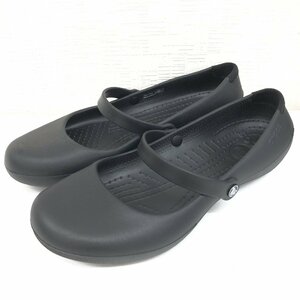 ●極美品 Crocs クロックス アリスワーク ラバー ベルトパンプス 7(23cm) 黒 ブラック オフィスシューズ 室内履き レディース 女性用 婦人