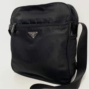 ★PRADA プラダ 三角ロゴ ショルダーバッグ ナイロン シルバー金具 ブラック 黒【鑑定済み 本物保証】