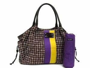 1円 ■美品■ kate spade ケイトスペード WKRU0806 ショルダー ハンドバッグ キャンバス ブラウン系×マルチカラー BI1893