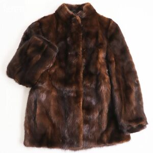 毛並み極美品●SAGA MINK サガミンク 本毛皮ショートコート ジャケット ブラウン 13号 毛質艶やか・柔らか◎