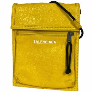 バレンシアガ BALENCIAGA エクスプローラー ショルダーバッグ ロゴ ポーチ ショルダーバッグ レザー イエロー 532298 レディース 【中古】