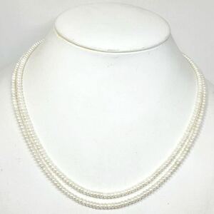 ［淡水2連ネックレス］m 約21.9g 約45.5cm pearl パール ボタン jewelry necklace ジュエリー accessory アクセサリー DA0/DA5