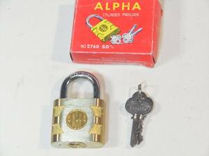 送料無料 南京錠 アルファ ALPHA CYLINDER PAD LOCK 50mm NO.2760-50㎜ 真鍮 未使用品長期保存