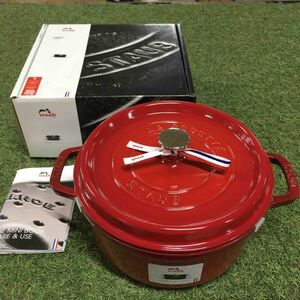 GX2080 staub ストウブ COCOTTE RONDE 1102406 24CM-3.7L レッド 鋳物 ホーロー キッチン調理器具 箱傷汚れ有り 未使用 保管品 鍋