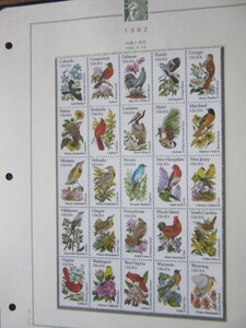 アメリカ切手　1982年　州鳥　と　州花　２5面小型シートその1（未使用）