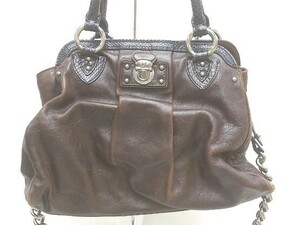 MARCJACOBS マークジェイコブス ショルダーバッグ レザー 2WAYハンドririジップチェーン べた付き有 ブラウン レディース 1206000000623