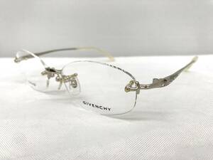 2T-039 新品 眼鏡 メガネフレーム チタン GIVENCHY ジバンシー 日本製 16g 52□16-135 フチなし メンズ 男性 レディース 女性 ゴールド系